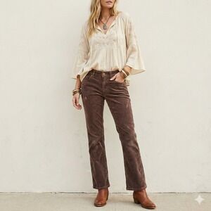 Anthropologie Pilcro The Yaya Jeans Womens 27 Mid Rise Corduroy Crop Kick‎ Flare